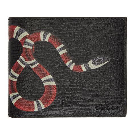 black leather snake wallet gucci